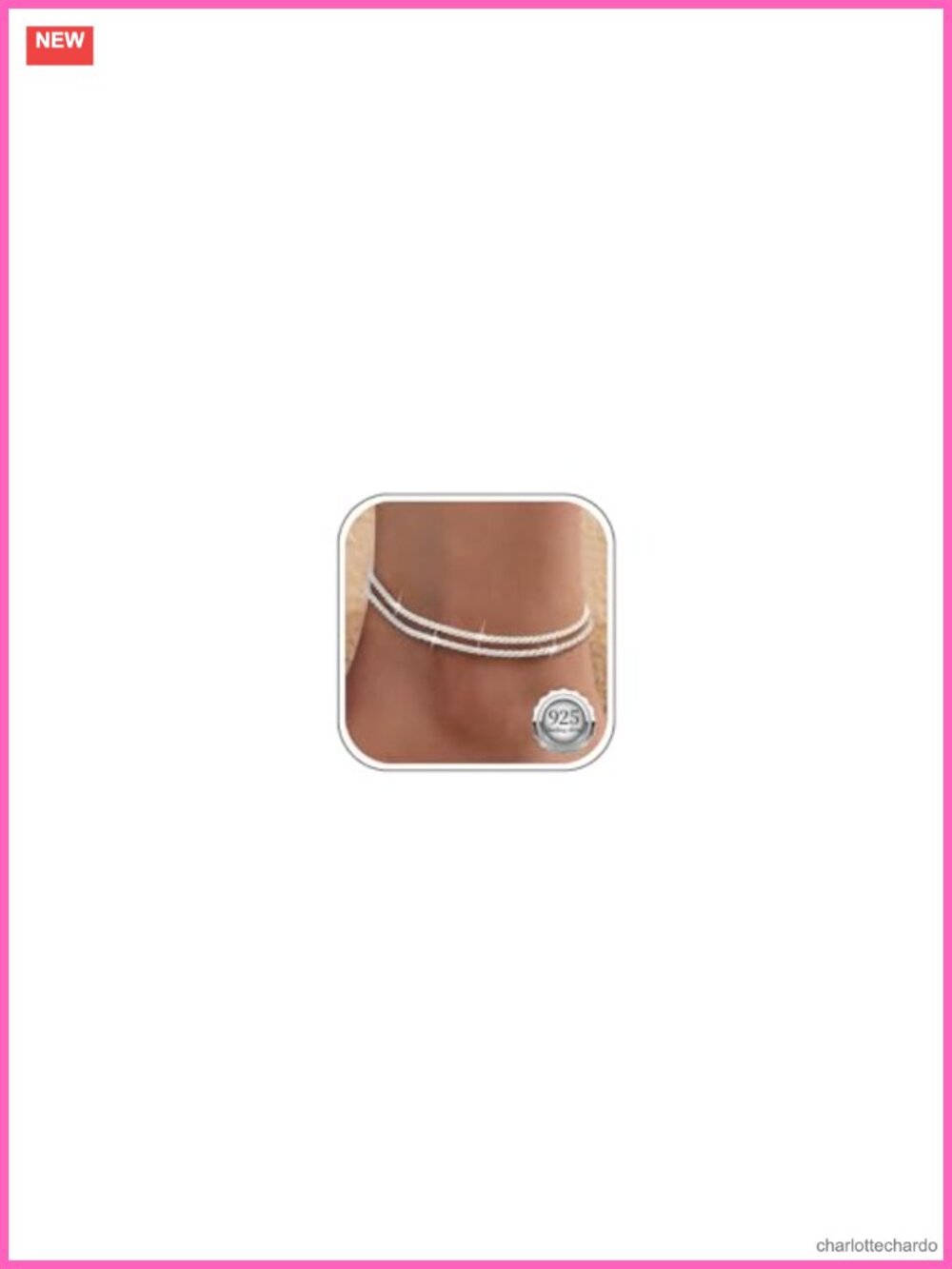 Layered Chain Anklet Set for Women, Adjustable Waterproof Sterling Silver